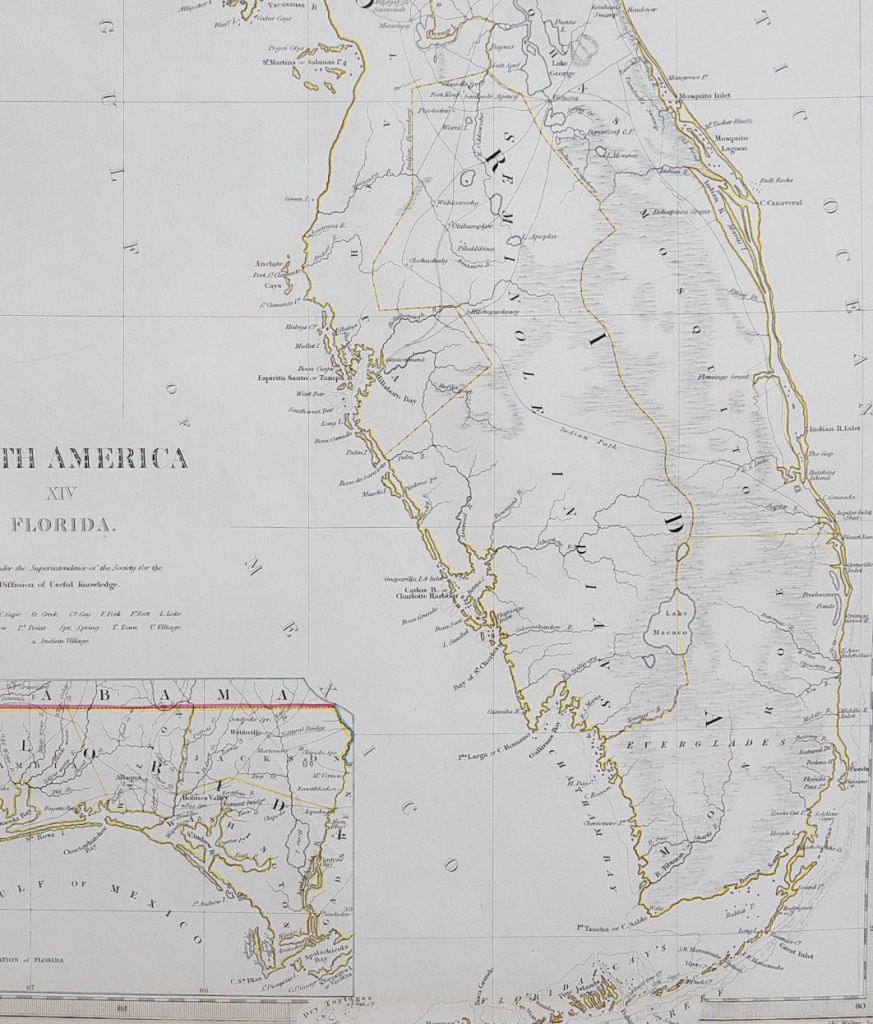 Sduk Map Of Florida 1834 || Michael Jennings Antique Maps And Prints - Jennings Florida Map