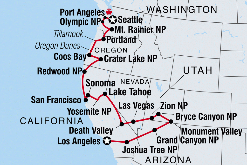 Seattle To Los Angeles | Intrepid Travel Au - Seattle To California Road Trip Map