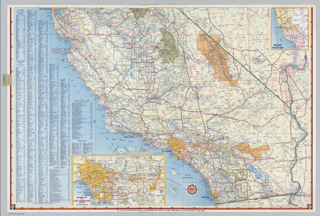 Shell Highway Map Of California (Southern Portion). - David Rumsey - Printable Map Of Southern California Freeways