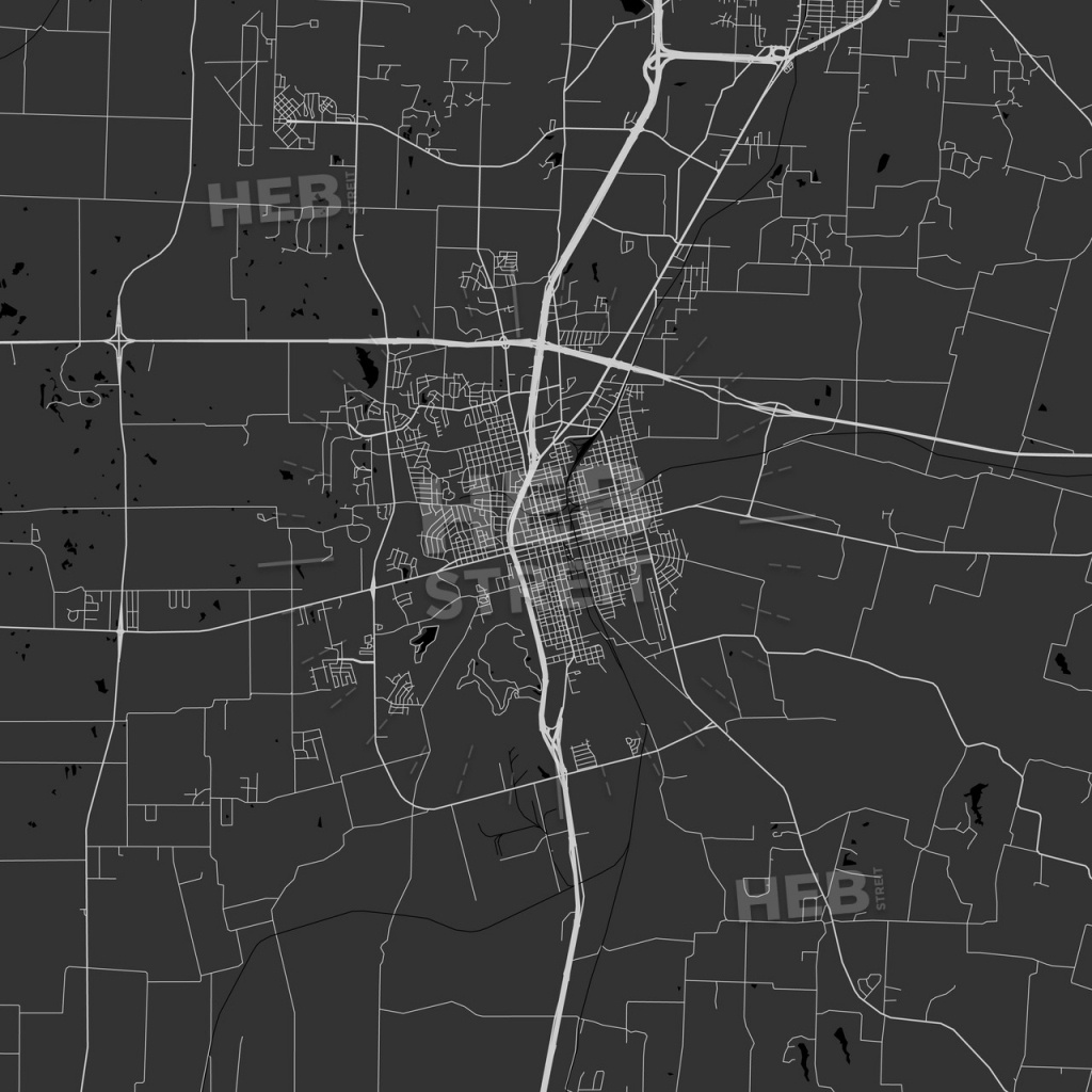 Sherman, Texas - Area Map - Dark | Hebstreits Sketches - Sherman Texas Map