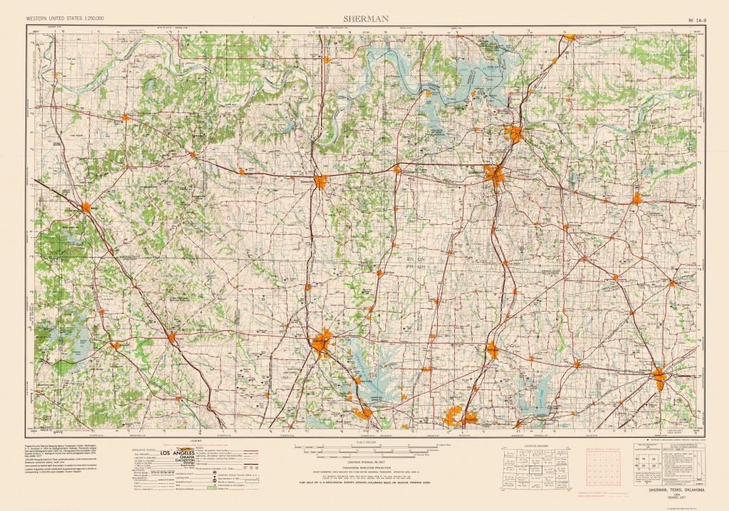 Sherman Texas Quad - Usgs 1954 - 32.80 X 23 - Walmart - Sherman Texas Map