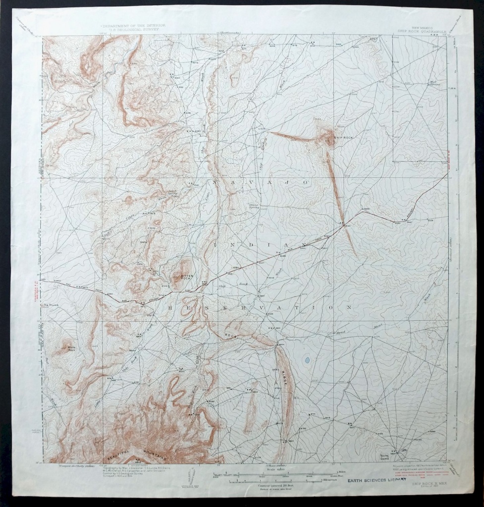 Ship Rock New Mexico Vintage 1937 Usgs Topo Map Shiprock 15-Minute - Usgs Printable Maps