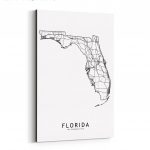 Shop Noir Gallery Florida Black & White State Map Canvas Wall Art   Map Of Florida Art
