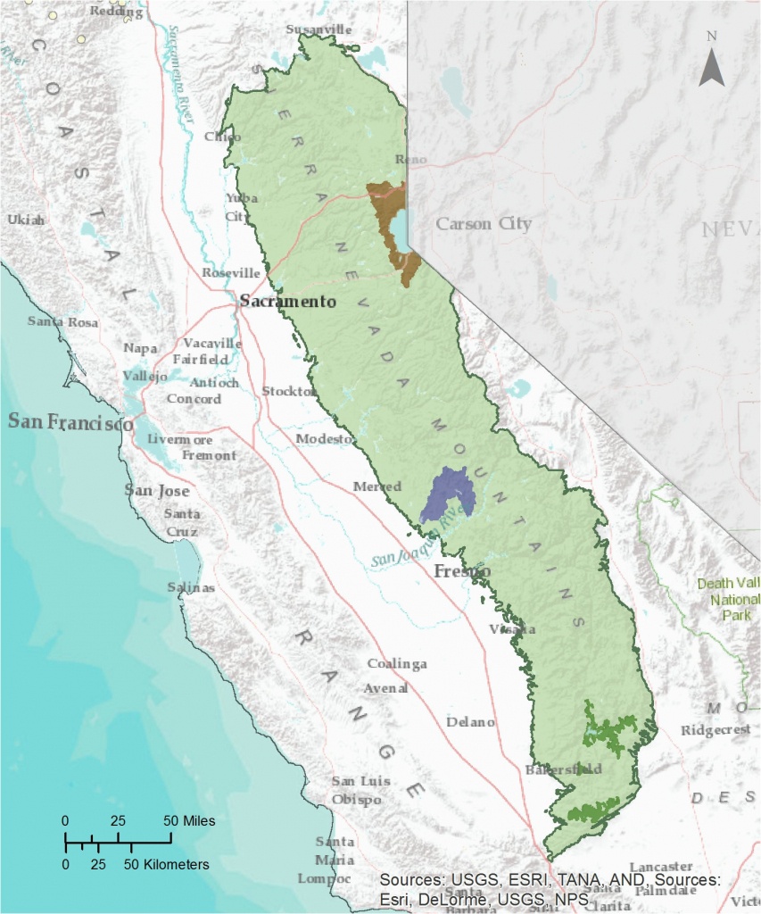 Sierra Nevada Mountains California Map California Mountain Range Map - Sierra California Map