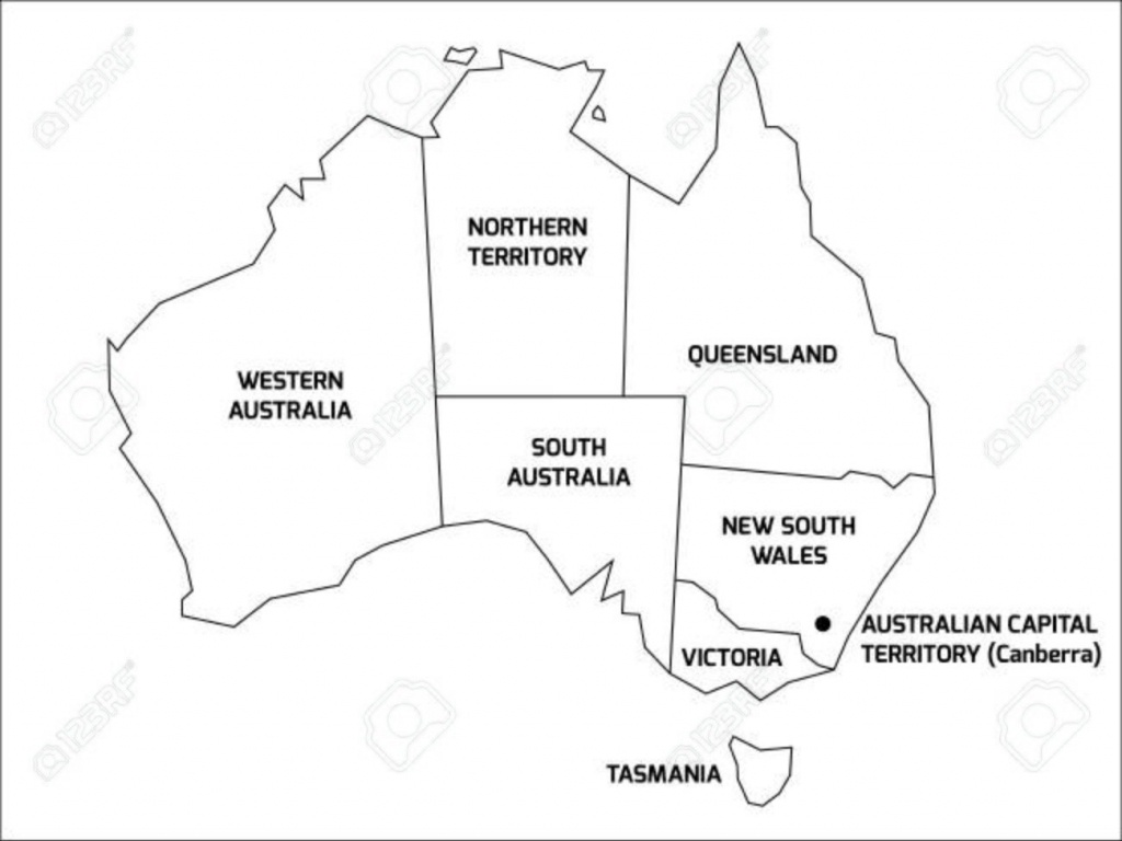 Simplified Map Of Australia Divided Into States And Territories For - Printable Map Of Australia