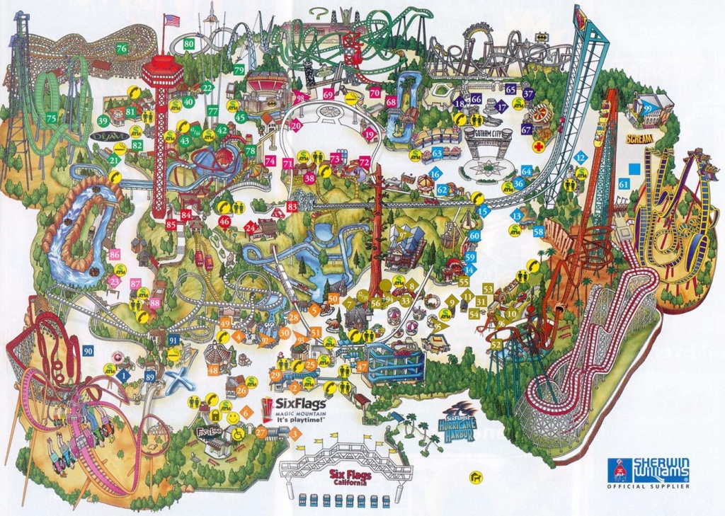 Six Flags Magic Mountain Map. | Valencia, Ca In 2019 | Theme Park - Six Flags Map California 2018