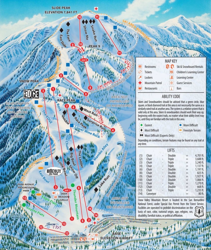 Snow Valley Trail Map | Liftopia - California Snow Map