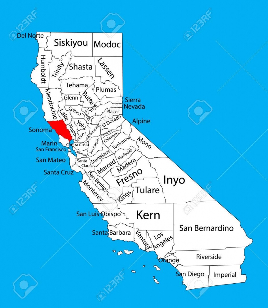 Sonoma County (California, United States Of America) Vector Map.. - Sonoma California Map