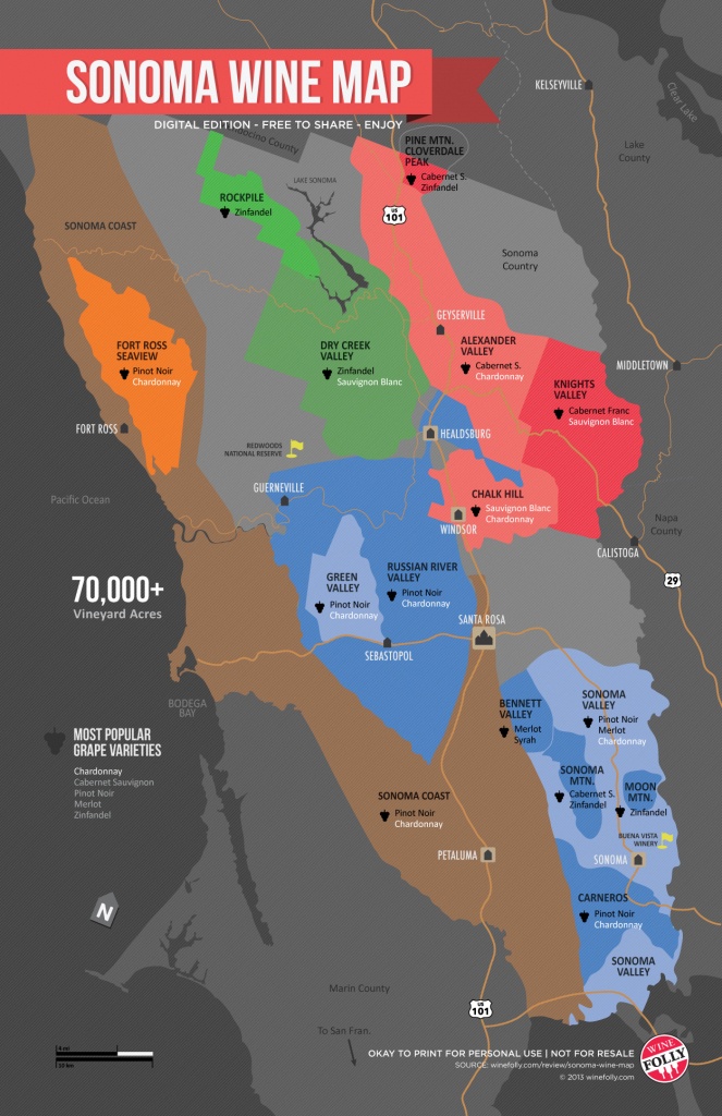 Sonoma Wine Map (Poster) | Wine Folly - Sonoma Wineries Map Printable