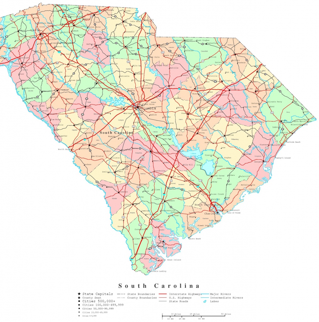 South Carolina Printable Map - Printable Map Of North Carolina Cities