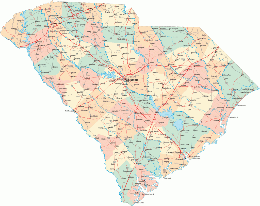 South Carolina Road Map - Sc Road Map - South Carolina Highway Map - Printable Map Of South Carolina