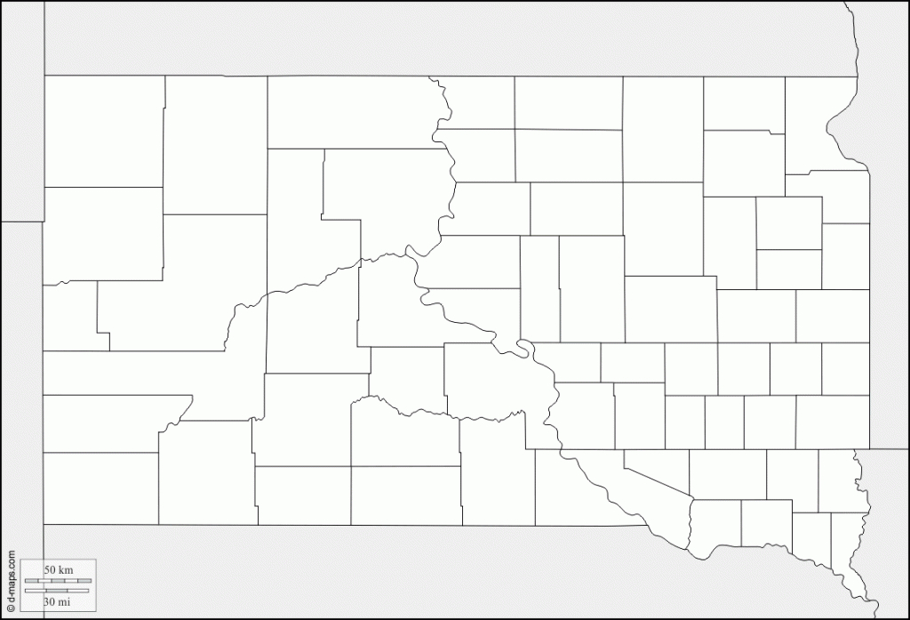 South Dakota Free Map, Free Blank Map, Free Outline Map, Free Base - South Dakota County Map Printable