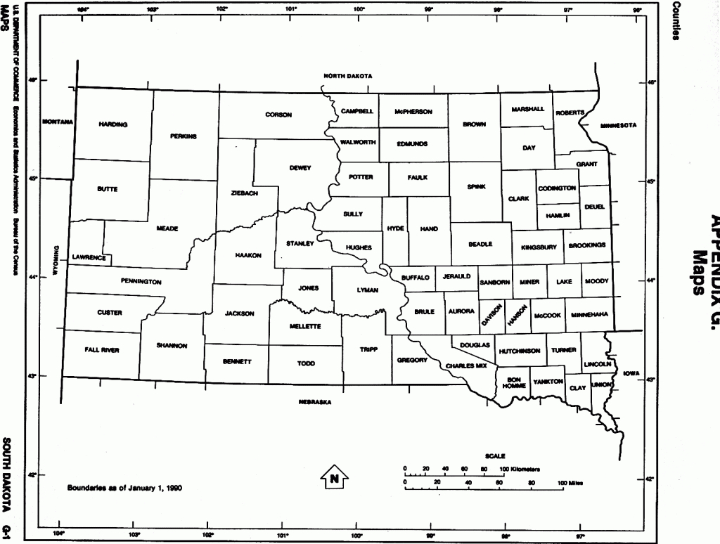 South Dakota Free Map - South Dakota County Map Printable