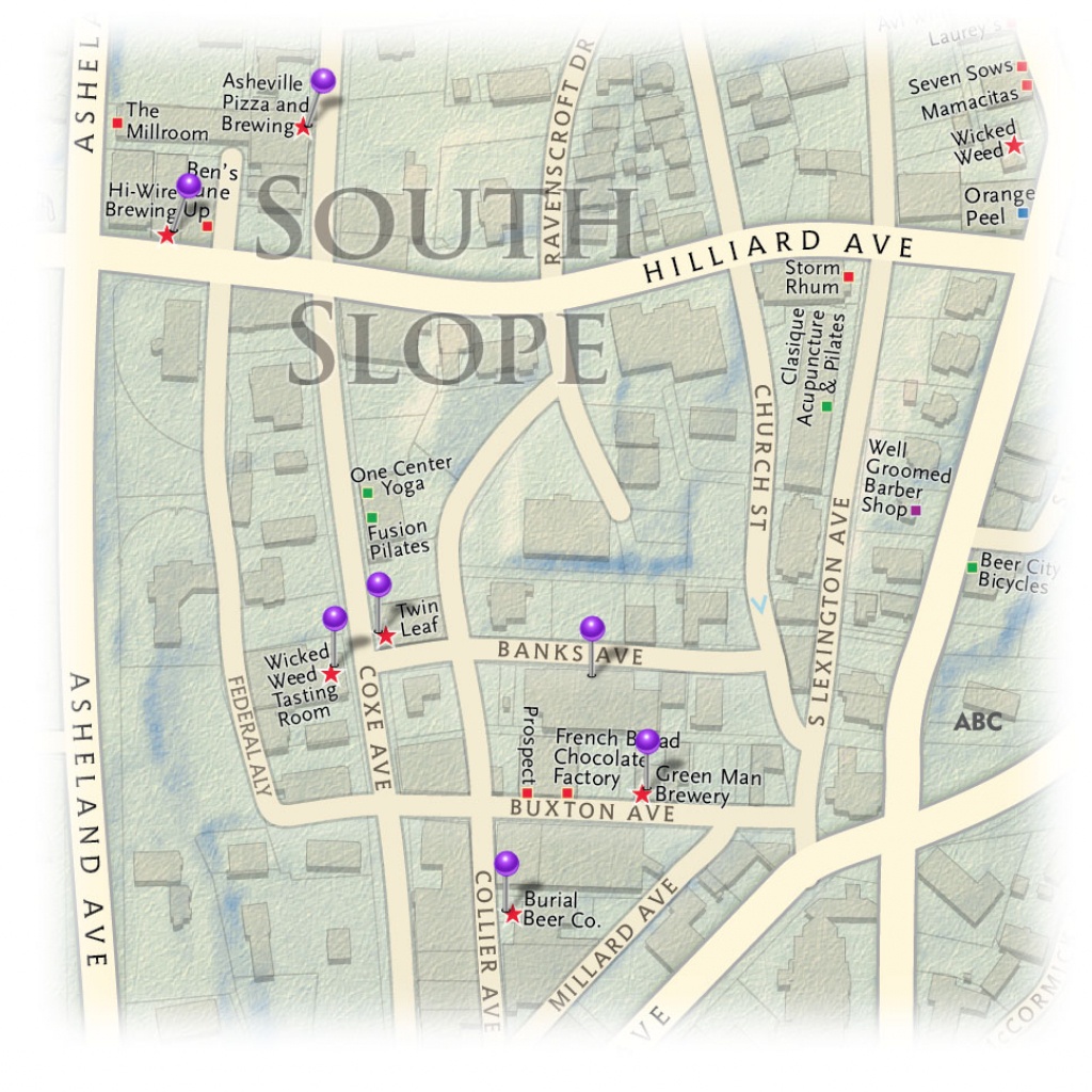 South Slope Breweries Locator Map - - Printable Map Of Downtown Asheville Nc