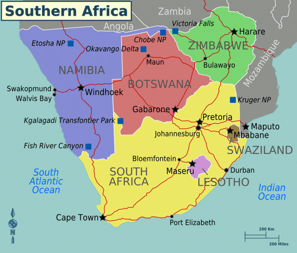 Southern Africa Map, Map Of Southern Africa, Printable Southern - Printable Map Of South Africa