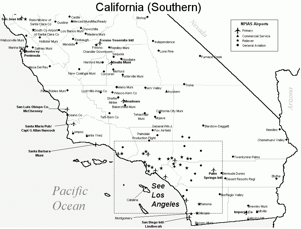 Southern California Airports Map - Los Angeles California • Mappery - Southern California Airports Map