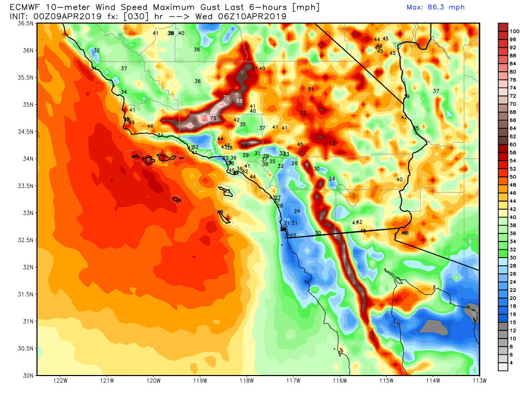Southern California Faces Blast Of Strong Winds Tuesday Into - Real Time Wind Map California