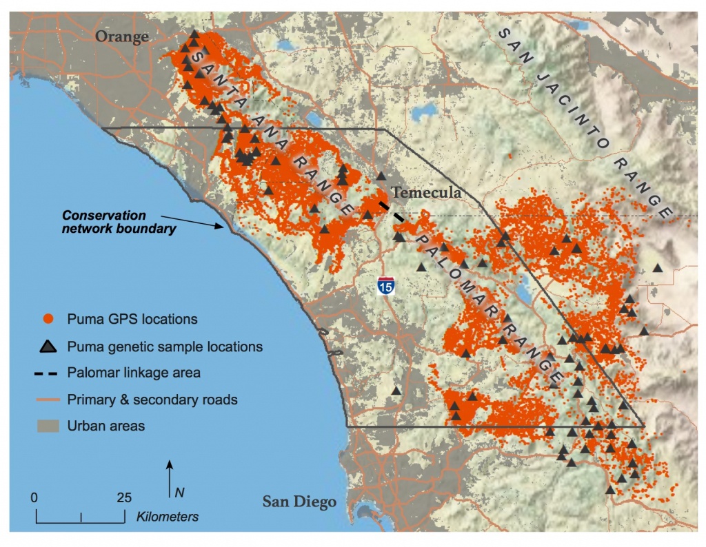 Southern California Mountain Lions&amp;#039; Genetic Connectivity Dangerously - Mountain Lions In California Map