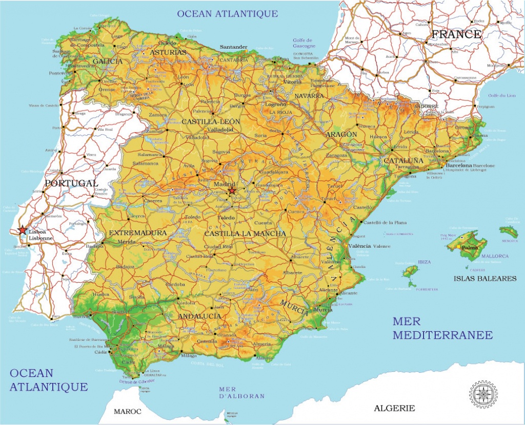 Spain Vector Map Printable Admin Topo 01 Adobe Illustrator Full Editable - Printable Map Of Spain Pdf