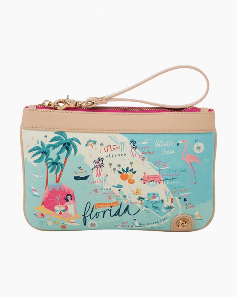 Spartina 449 Florida Map Zip Wristlet | The Paper Store - Florida Map Purse