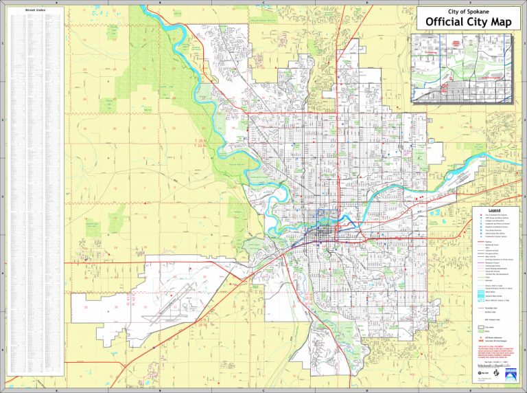 Spokane Street Map - Downtown Spokane Map Printable | Printable Maps