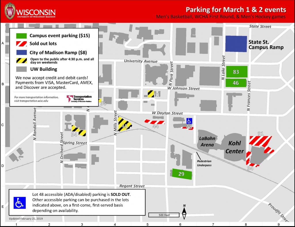Sporting Events March 1-3, 2019 – Transportation Services – Uw–Madison - Printable Uw Madison Campus Map