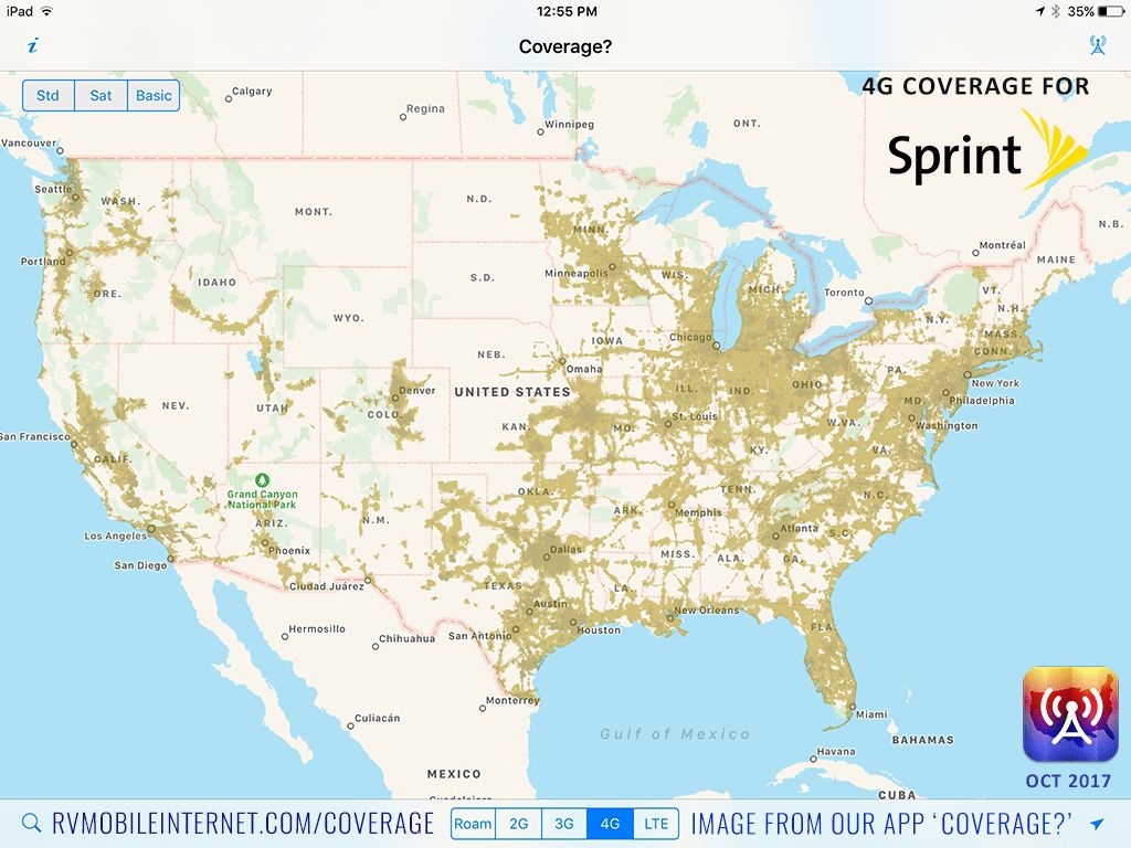 Sprint Coverage Map Canada Beautiful Sprint Us Coverage Map Of - Sprint Coverage Map Florida