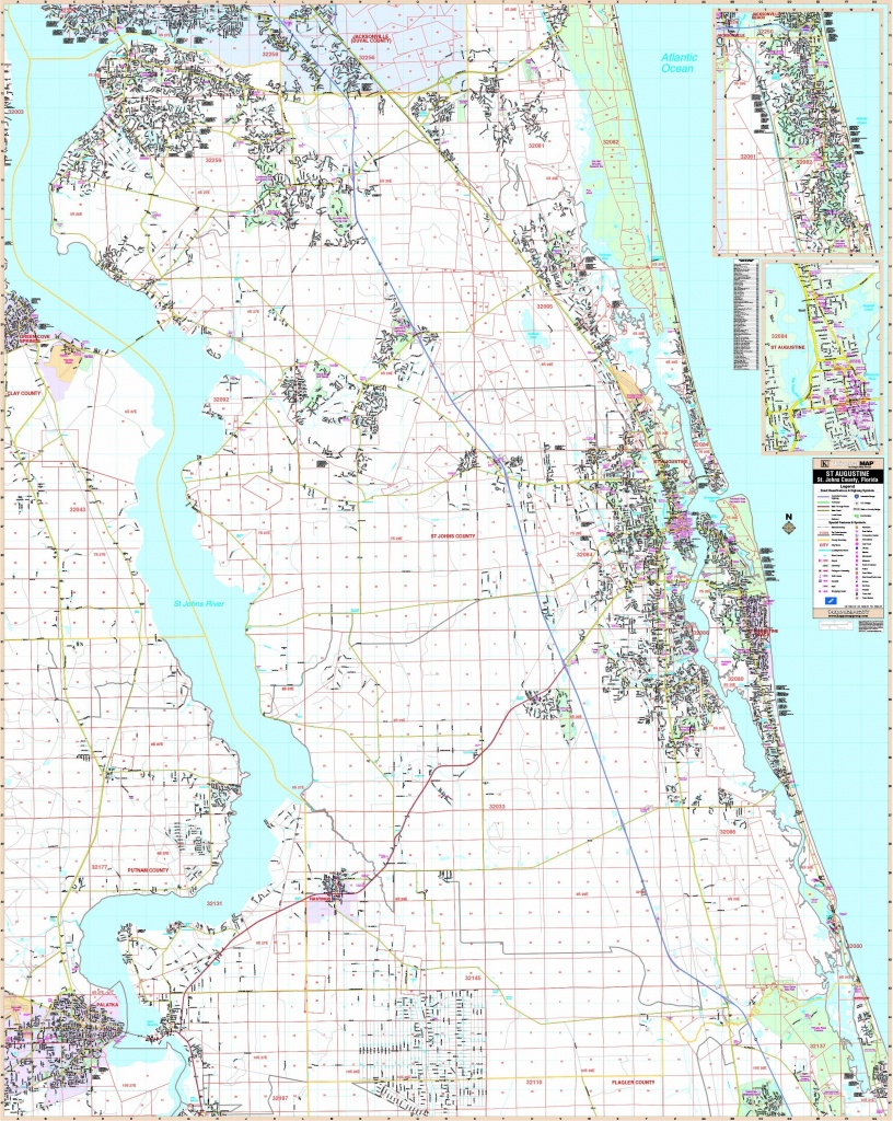 St Augustine, Fl Wall Map - Map Of St Johns County Florida
