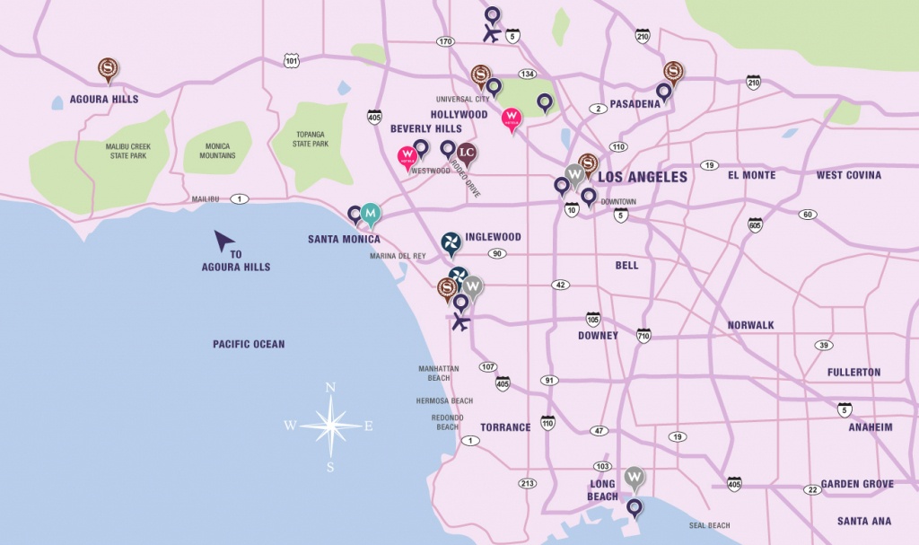 Starwood Hotels And Resorts - Los Angeles Attractions Map - Spg Hotels California Map