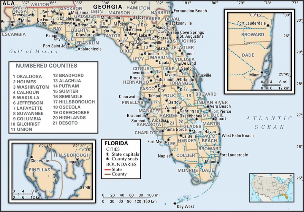 State And County Maps Of Florida - Florida Gulf Coast Towns Map
