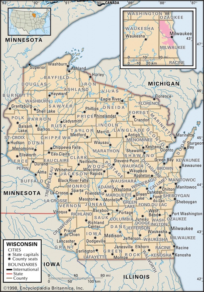State And County Maps Of Wisconsin - Map Of Wisconsin Counties Printable