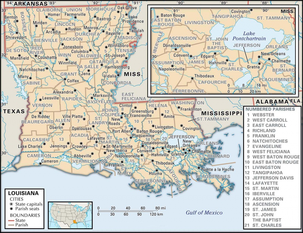 State And Parish Maps Of Louisiana - Printable Map Of Lafayette La