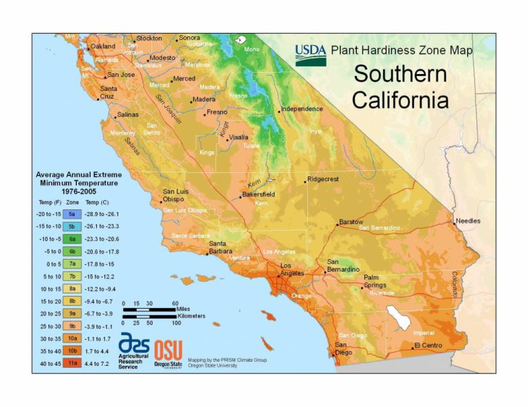 State Maps Of Usda Plant Hardiness Zones California Hardiness Zone
