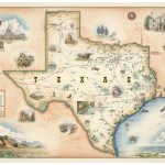 State Of Texas Hand Drawn, Antique Style Map (9" X 12")Artist   Vintage Texas Map