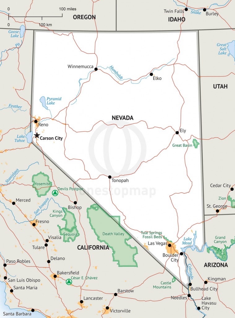 Printable Map Of Nevada Printable Maps