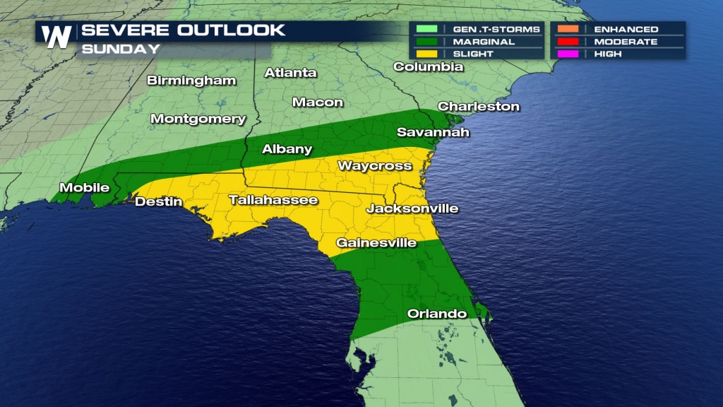 Sunday Severe Weather Chances - Weathernation - Destin Florida Weather Map