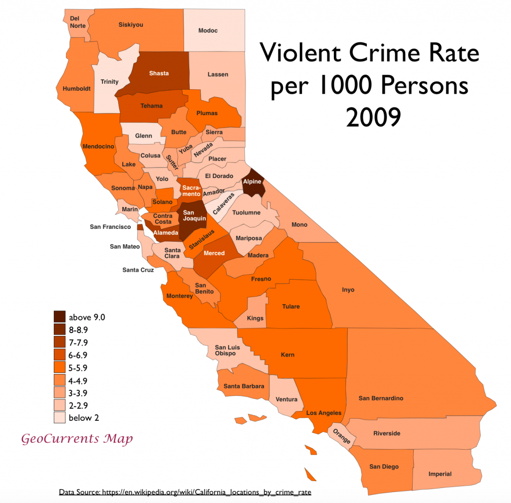Surprising Patterns In Geography Of Crime In California - Https Www Map Of California