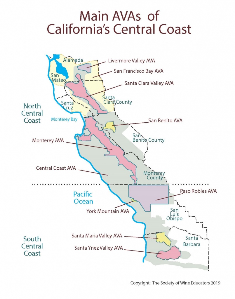 Swe Map 2019: California—Central Coast – Wine, Wit, And Wisdom - Central Coast California Map