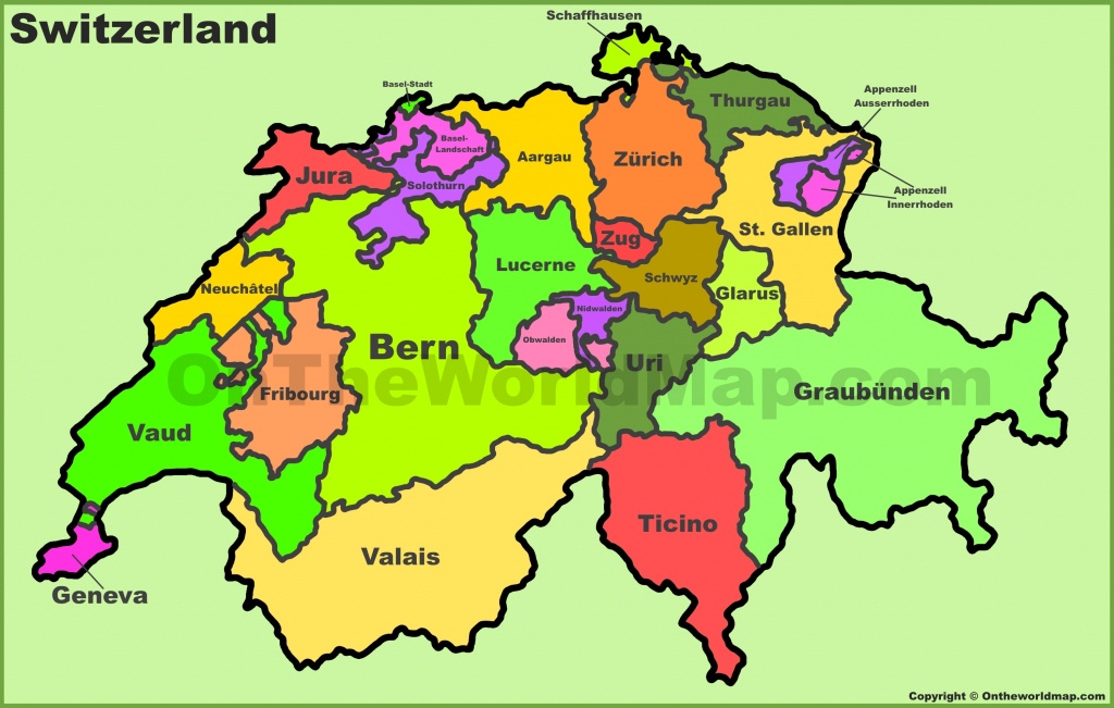 Switzerland Political Map - Printable Map Of Switzerland