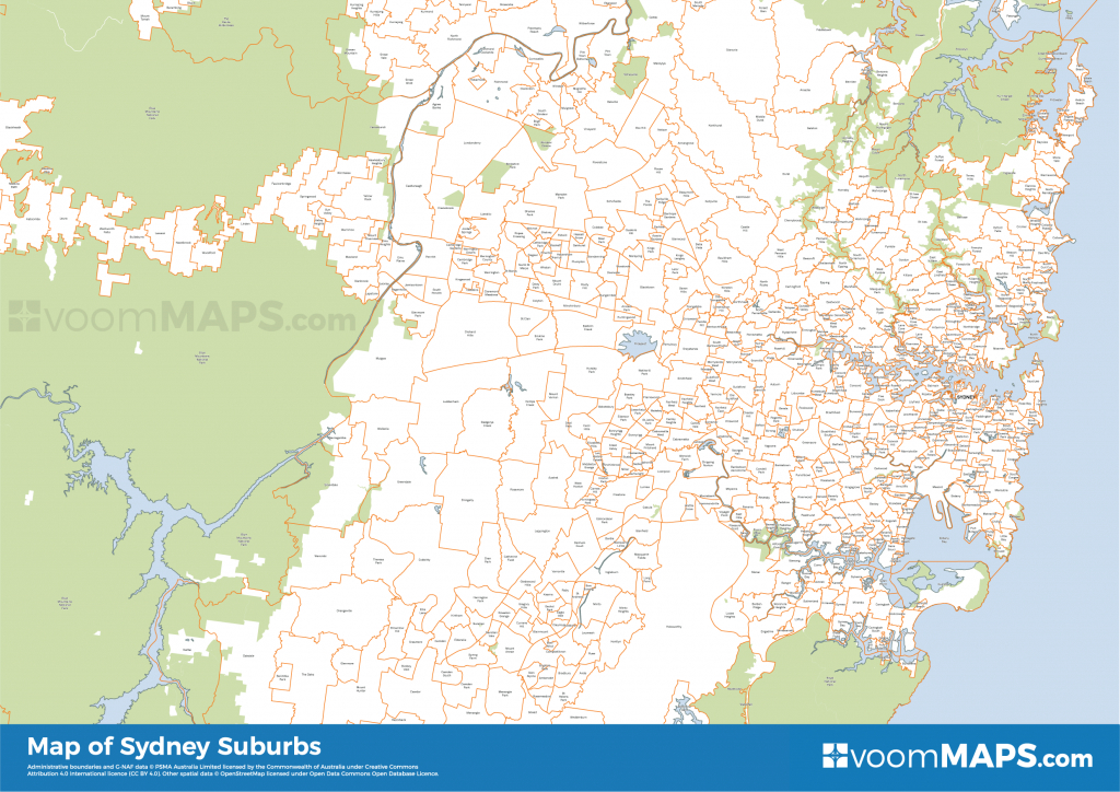 Sydney Suburbs Map – Voommaps - Printable Map Of Sydney