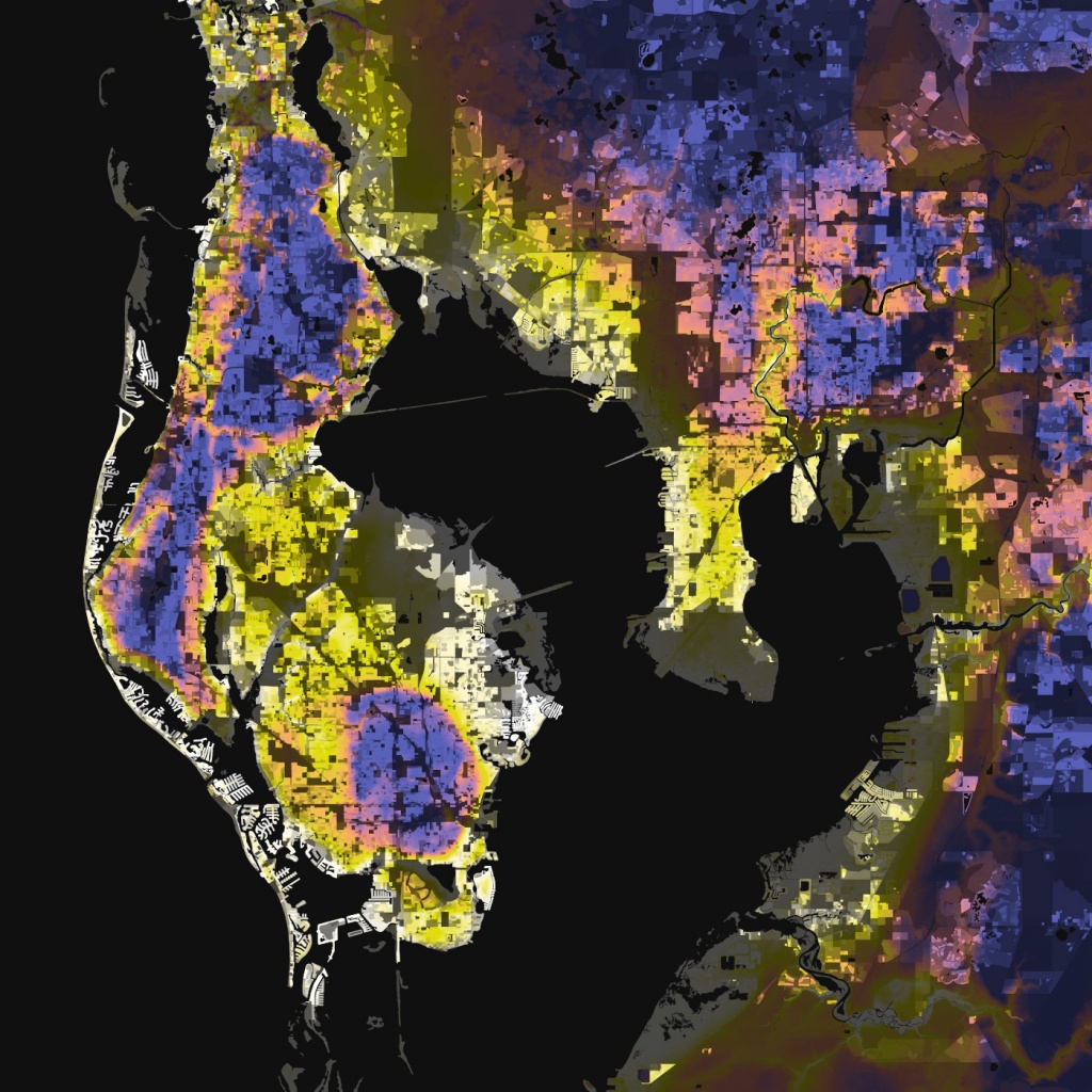 Tampa-St. Petersburg, Florida – Elevation And Population Density, 2010 - Florida Elevation Above Sea Level Map