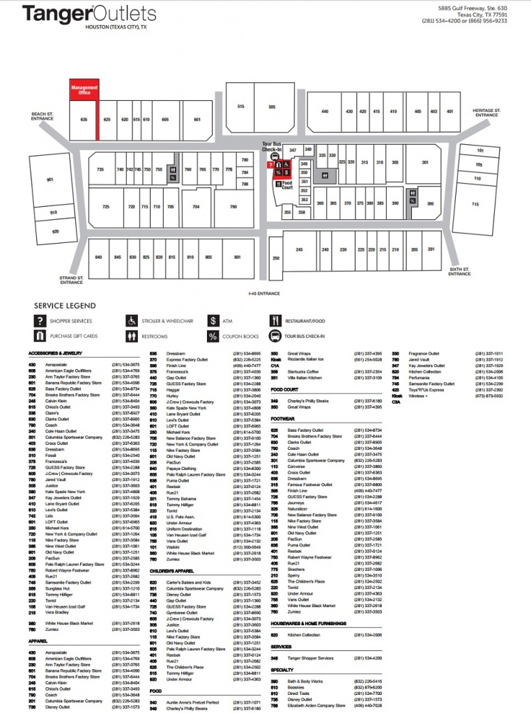 Tanger Outlets Houston (89 Stores) - Outlet Shopping In Texas City - Tanger Outlets Texas City Stores Map