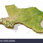 Texas, 3D Relief Map Cut Out With Urban Areas And Interstate Stock   3D Topographic Map Of Texas