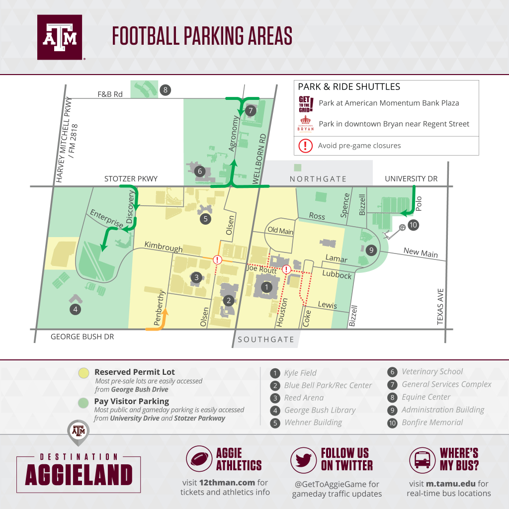 Texas A&amp;amp;m Football Gameday - 12Thman - Texas A&amp;amp;m Location Map