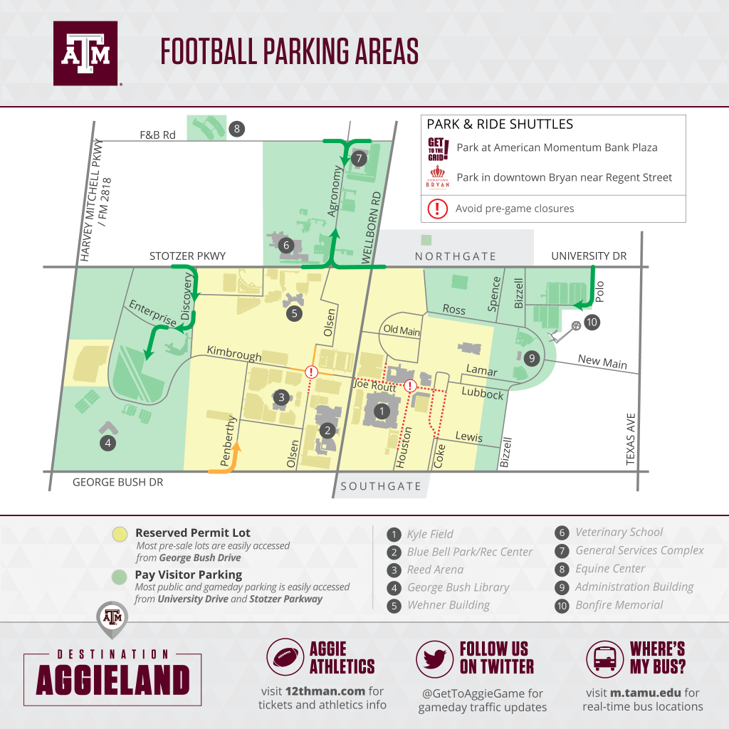 Texas A&amp;amp;m Football Gameday - 12Thman - Texas A&amp;amp;m Parking Map