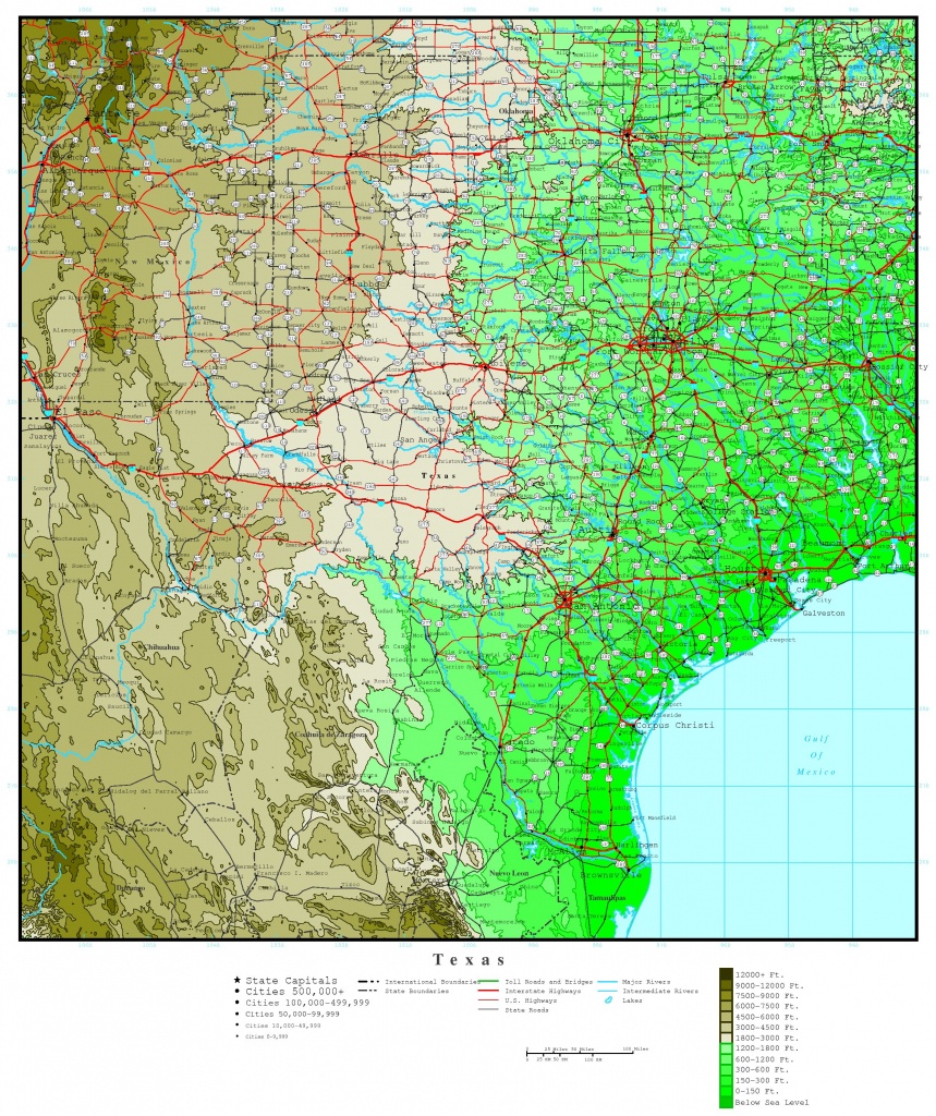 Texas Elevation Map - Printable Topographic Map