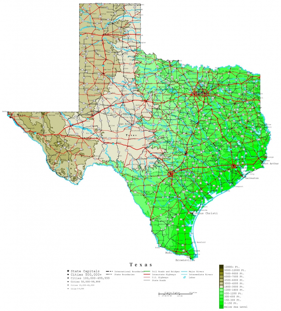 Texas Elevation Map - Texas Elevation Map By County