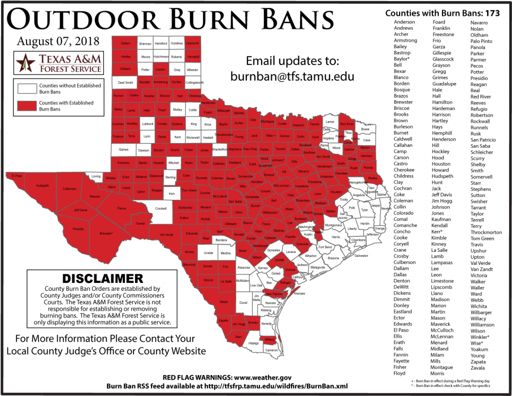 Texas Forest Service Burn Ban Map – Easttexasradio - Burn Ban Map Of Texas