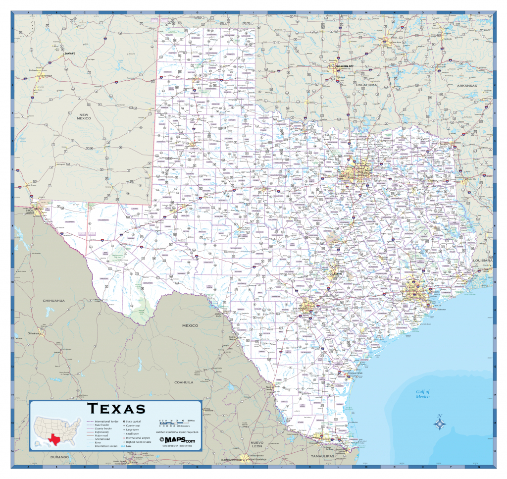 Texas Highway Wall Map - Full Map Of Texas