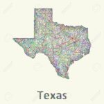 Texas Line Art Map From Colorful Curved Lines   Map Of Texas Art